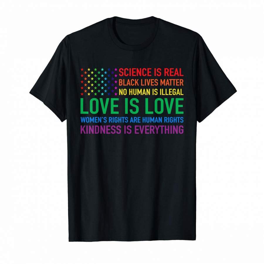 Science is Real Black Lives Matter USA Rainbow Flag T-Shirt