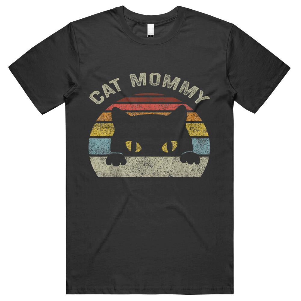 Cat Mommy Women Vintage Retro Black Cats Mom Mothers Day Men T Shirts