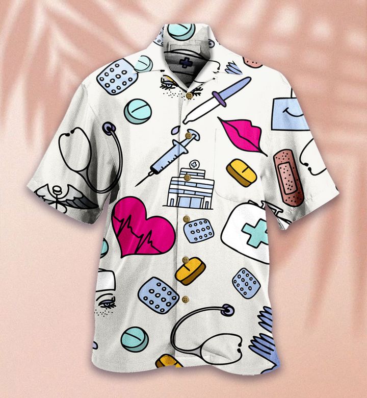 Doodle Nurse Essential Workers White Hawaii Shirt Ha80274