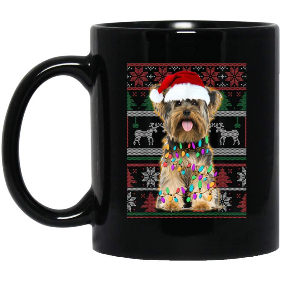 Yorkshire Terrier Ugly Sweater Christmas Gifts  11 oz 15 oz Mug Black