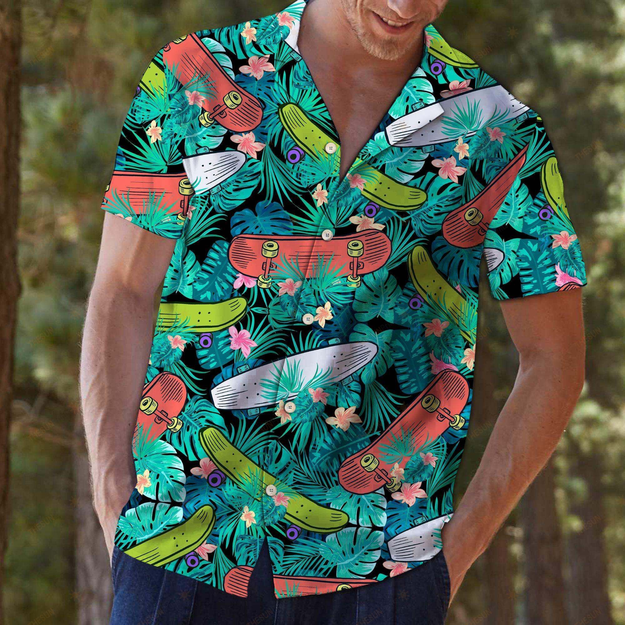 Skateboard Tropical Hawaiian Shirt Ha23858