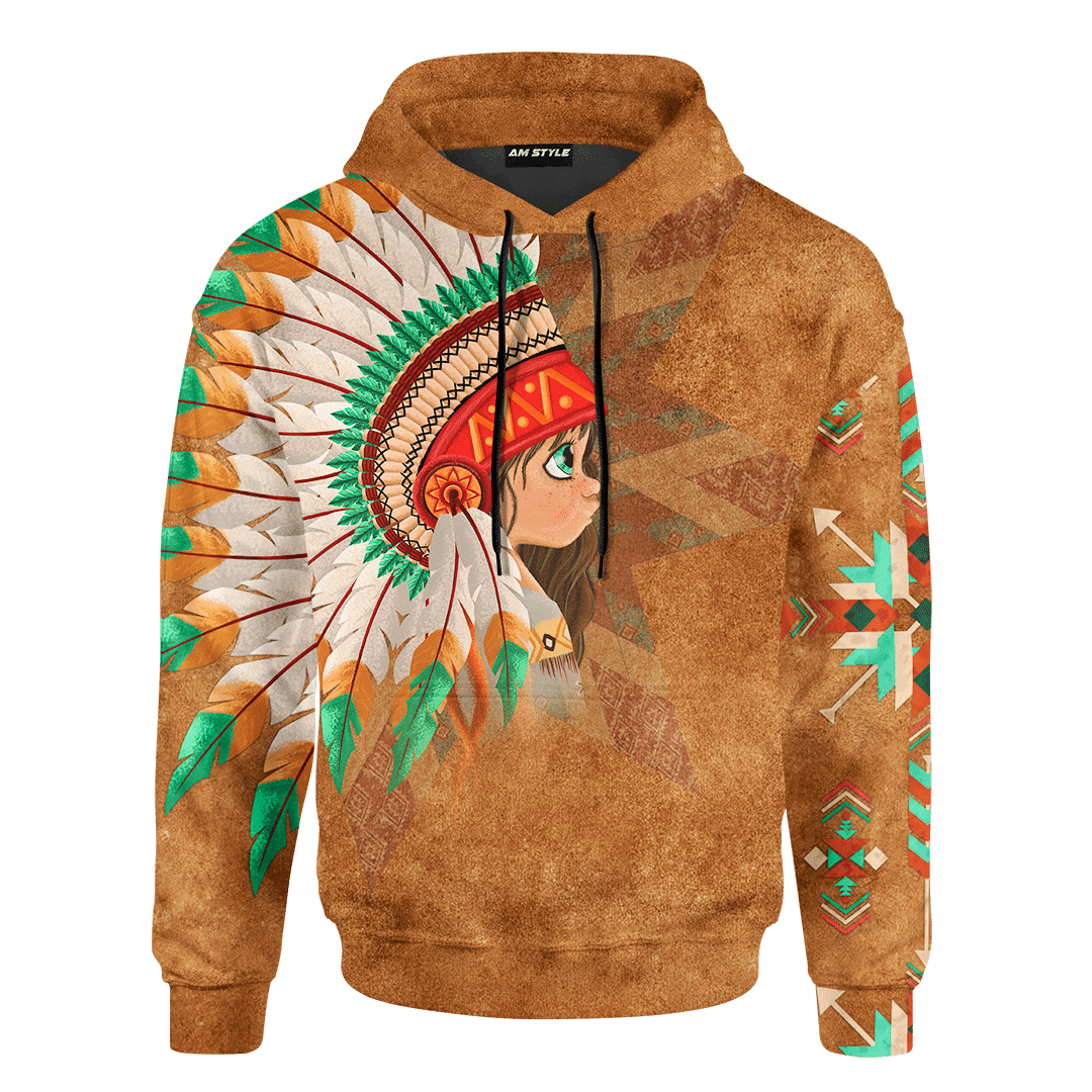 Native American Couple Indian Baby Girl Customized 3D All Over Printed Hoodie