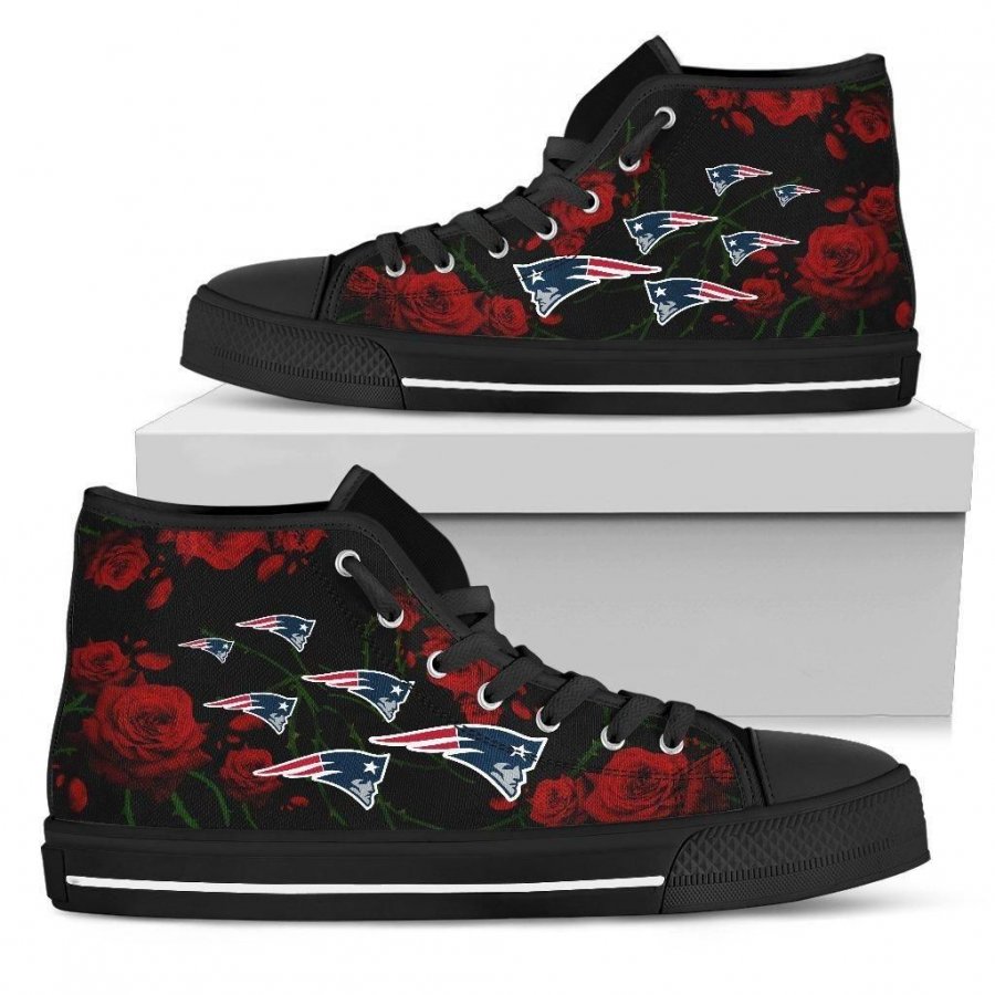 Lovely Rose Thorn Incredible New England Patriots High Top Shoes #182