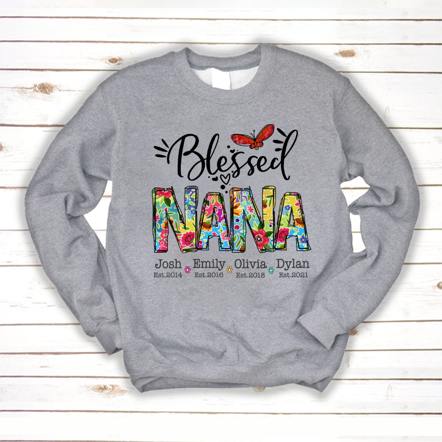 Blessed Nana Grandklids Est Colorful Sweatshirt