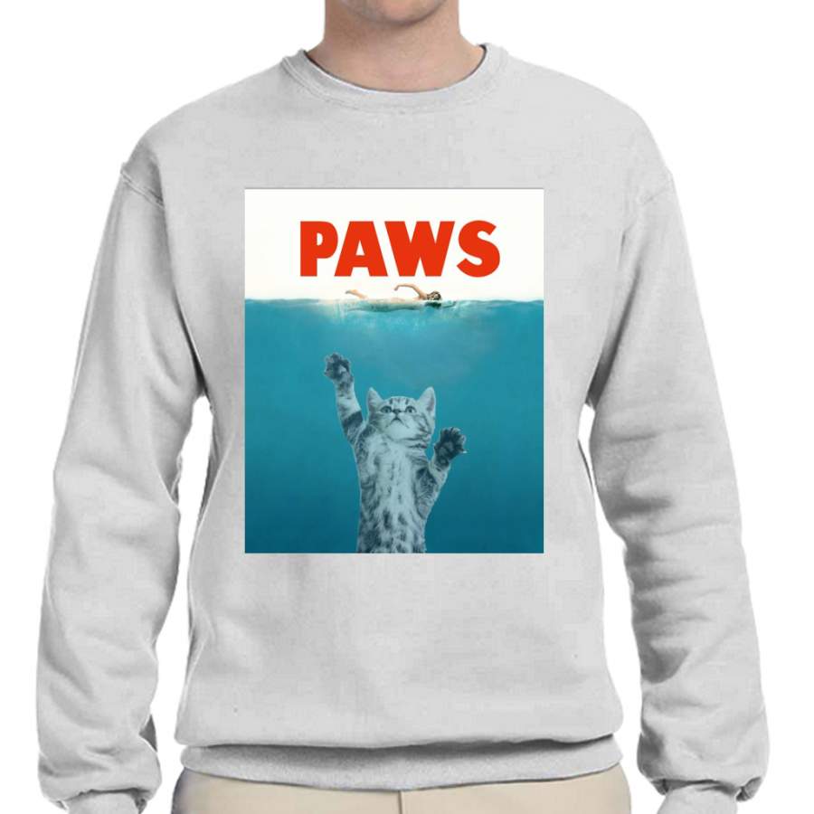 Paws – Cat Kitten Meow Parody T Shirt Crew Neck Sweatshirt