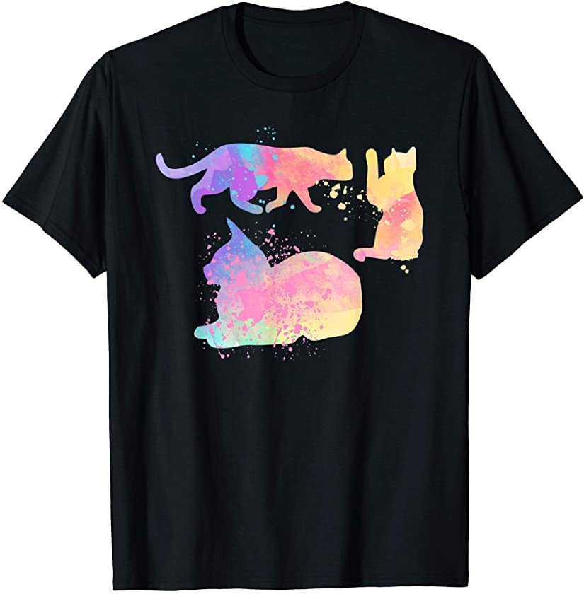 ”Watercolor Cats” Pet Animal Lover T-Shirt