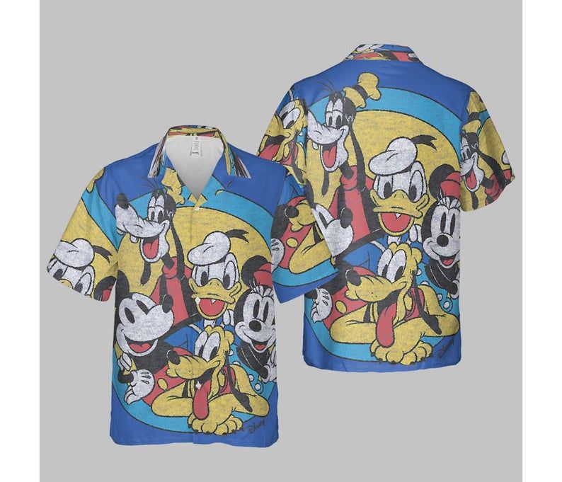 Disney Mickey And Friends Retro Group Shot Hawaii Shirt Ha37433