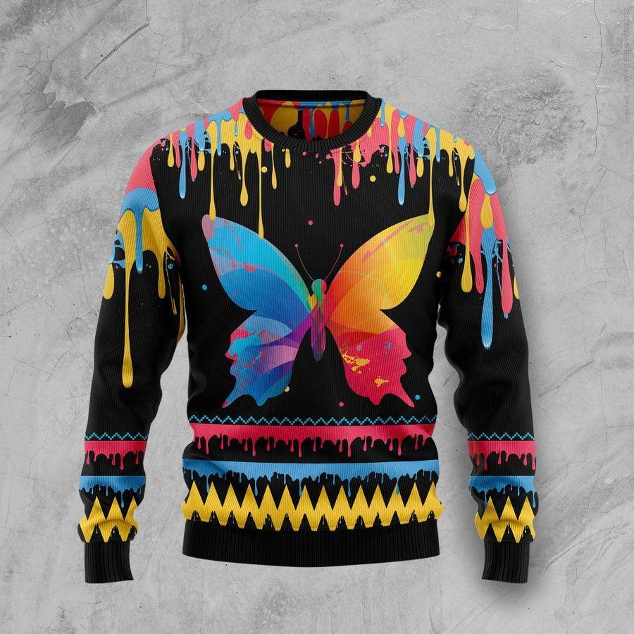 Butterfly Colorful Ugly Christmas Sweater | Unisex | Adult | Us1411