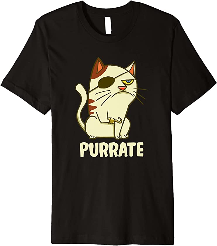 Purrate Cat Pirate Eye Patch Kitten Lover Kitty Premium T-Shirt