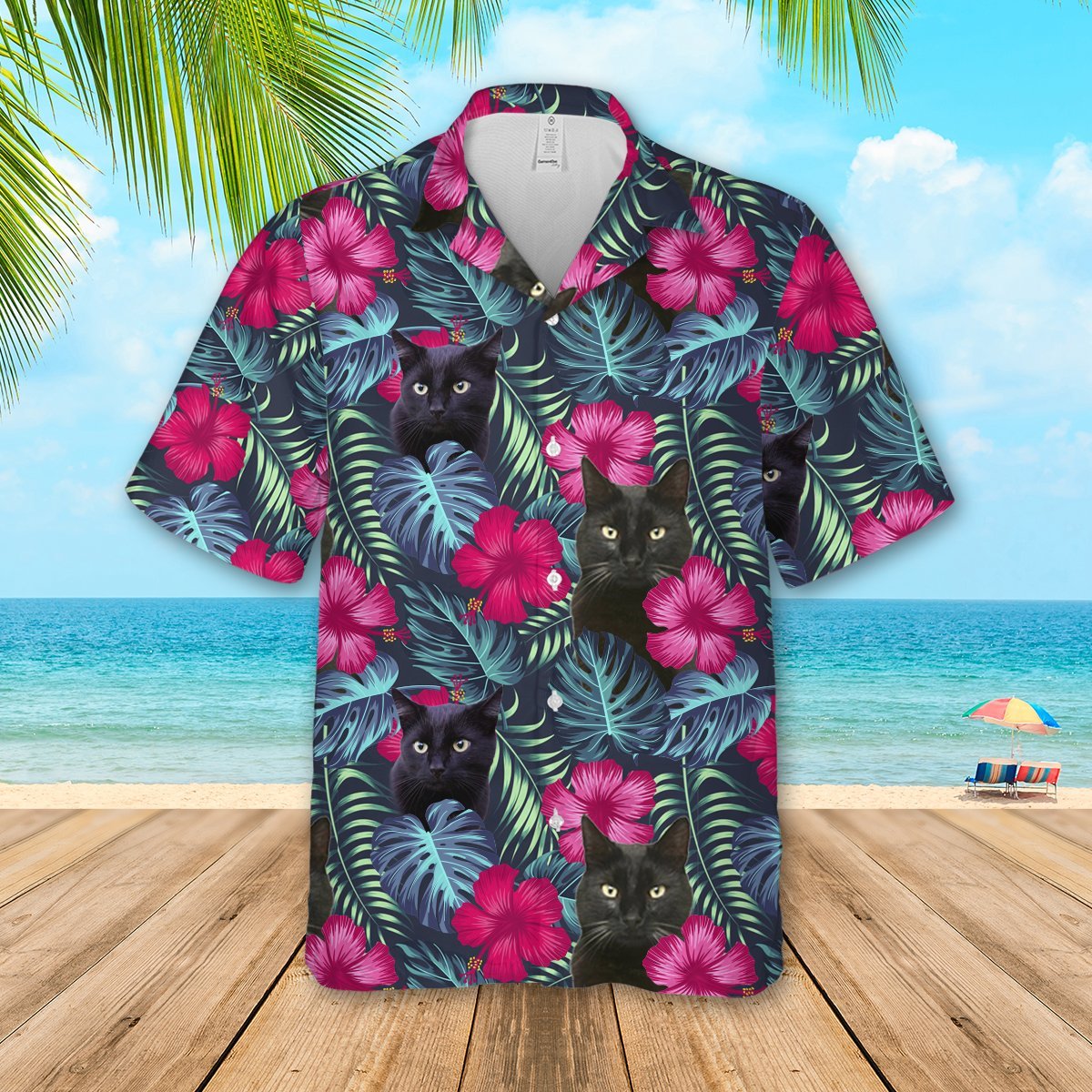 Floral Tropical Black Cat Hawaii Shirt Unisex Adult Ha71184