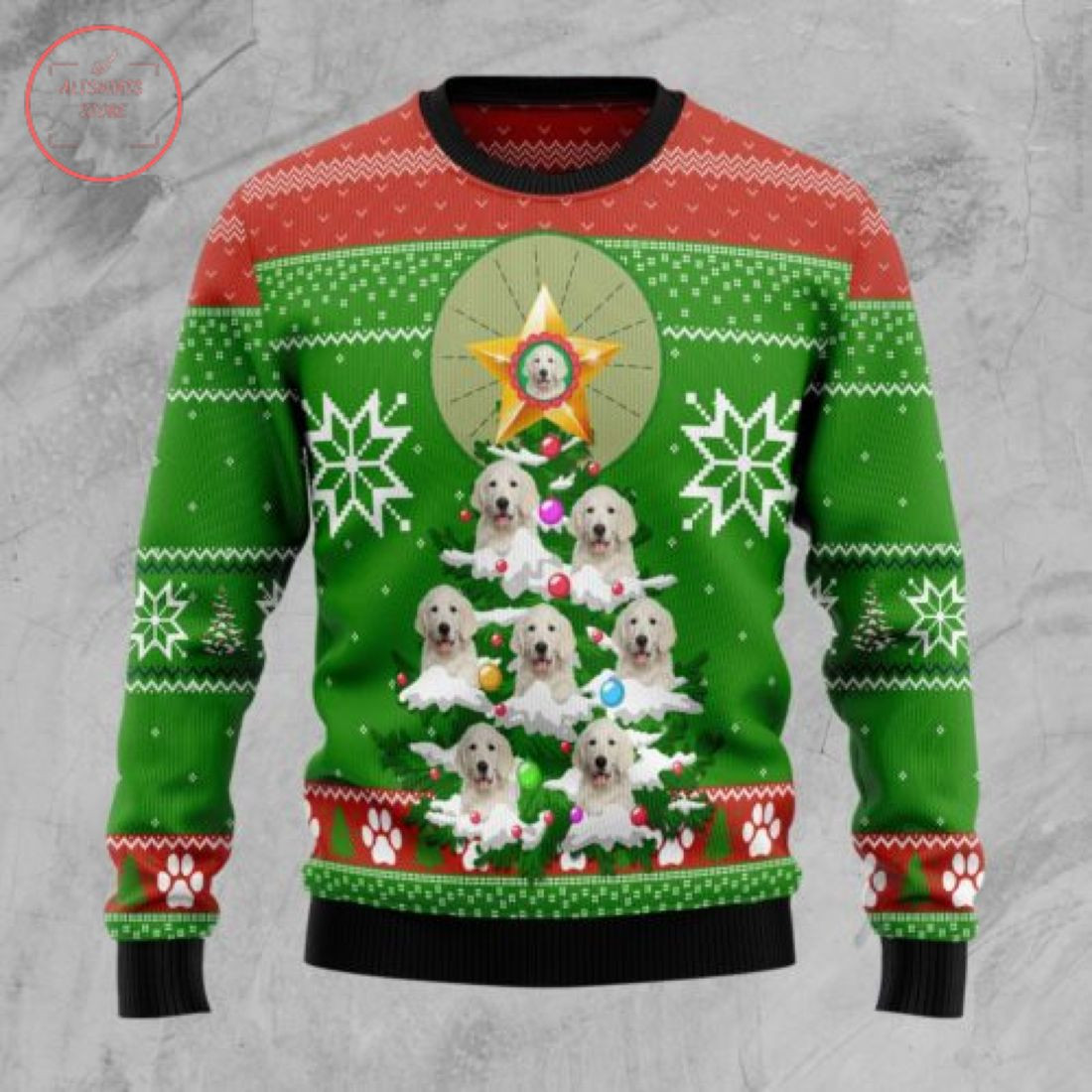 Golden Retriever Pine Christmas Wool Sweater - Eprxerian Shop