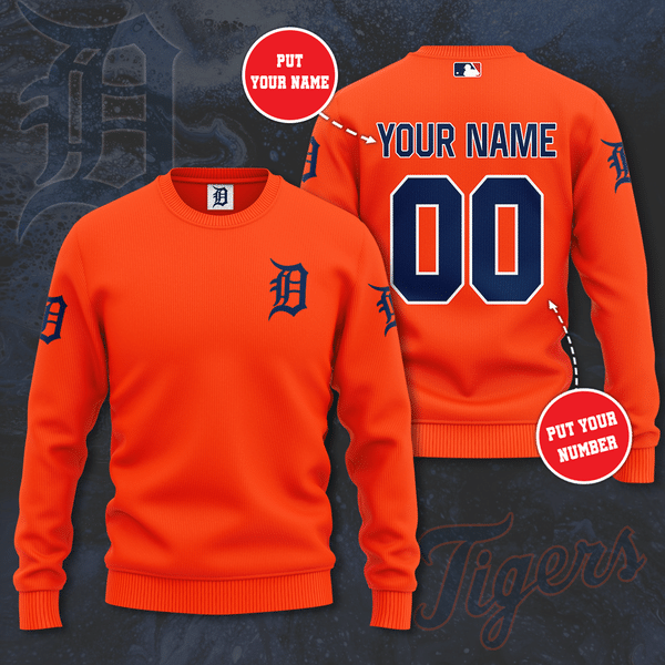 Personalized Detroit Tigers All Over Print 3D Sweatshirt – Orange-Tph