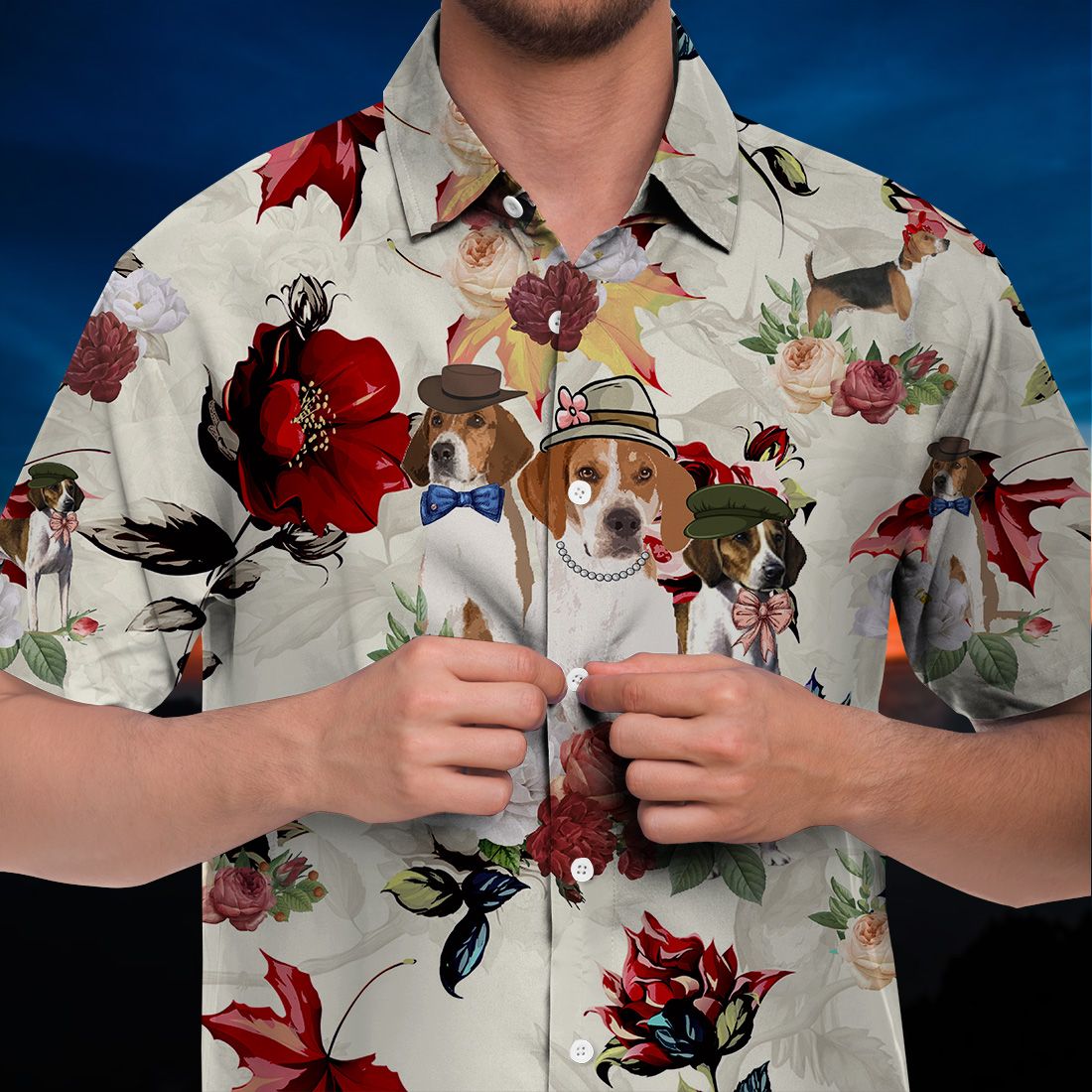 American Foxhound Hawaiian Shirt 90s Flower