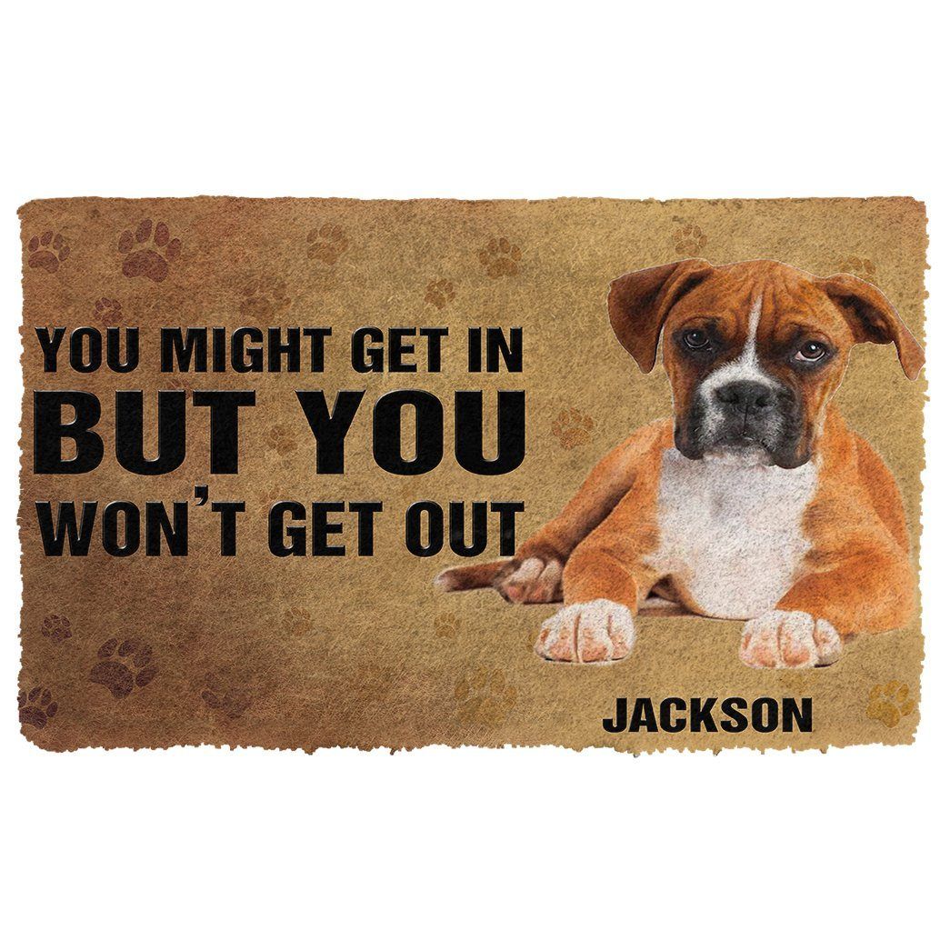 Gearhumans 3D You Might Get In Boxer Dog Custom Name Doormat