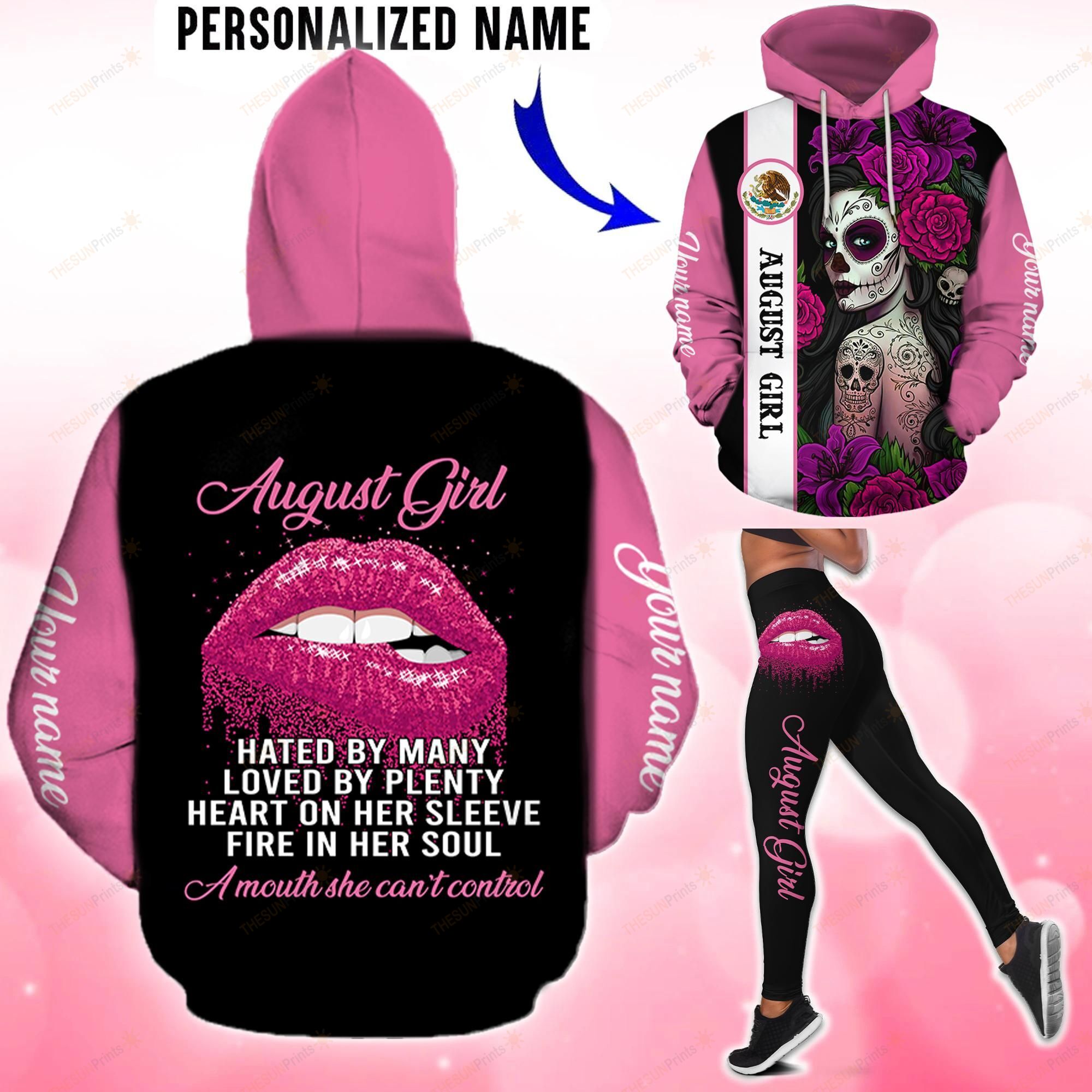 August Girl Customize Name 3D All Over Printed Shirts For Women