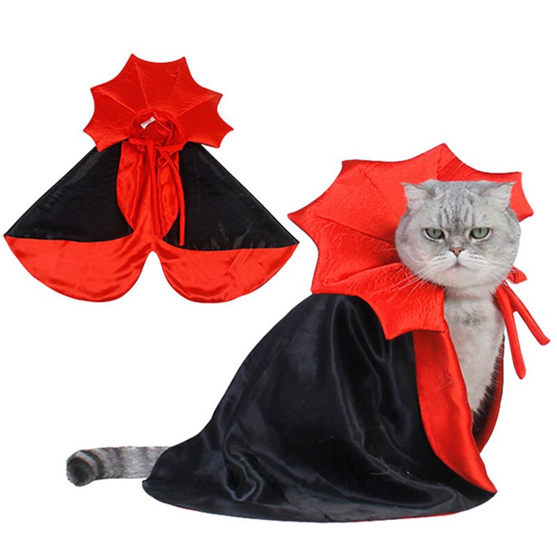 2022 Pets Halloween Vampire Cosplay Costume Cute Cat Dog Halloween Party Cloak for Small Dog Kitten Teddy Puppy Black Red Cape alx