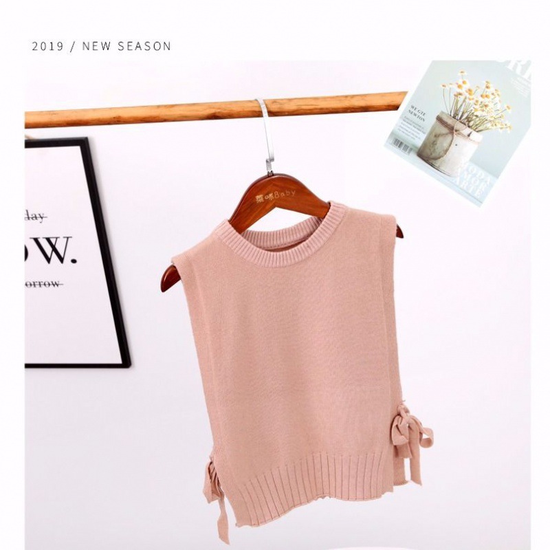 Childrens Baby Pullover Loose Vest Kids Knitted Sweater Spring Autumn Girls Round Neck Knitted Vest Lace-up Outer Wear Toddler alx