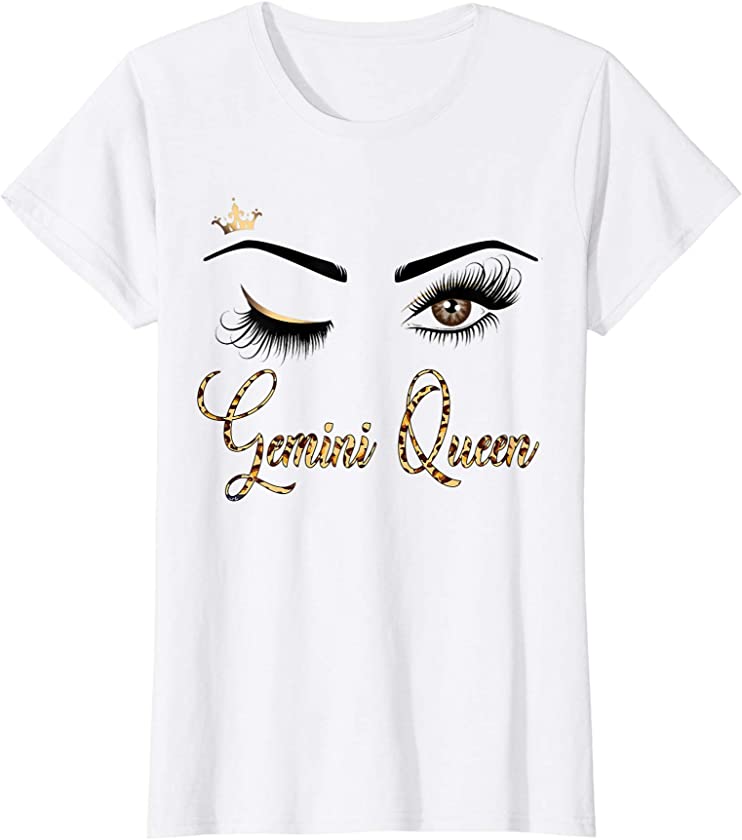 Womens Gemini Zodiac Birthday Leopard Print For Girls Women T-Shirt