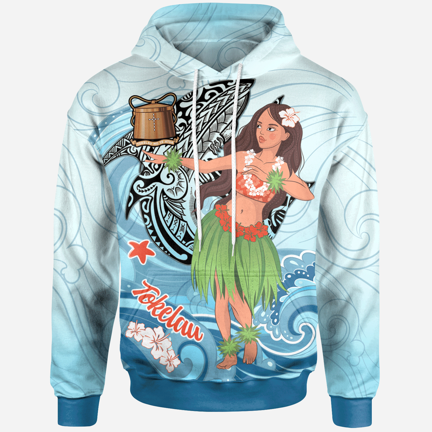 Tokelau Hoodie – Polynesian Girls With Shark