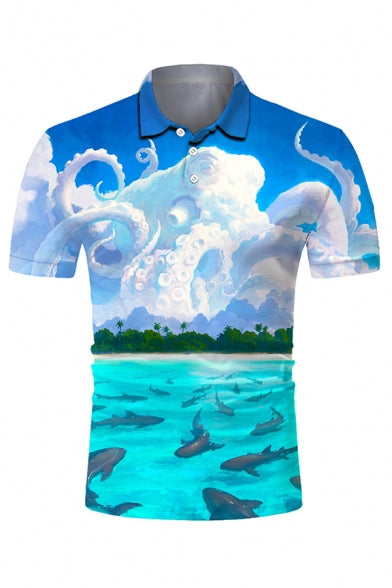 Octopus Cloud Whale Tree Beach Polo Shirt | For Men & Women | Po2368