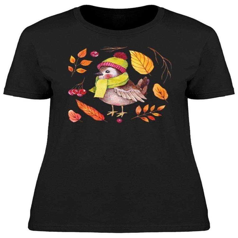Bird With Autumn Leaves Clothes Women’S Tee Shirt