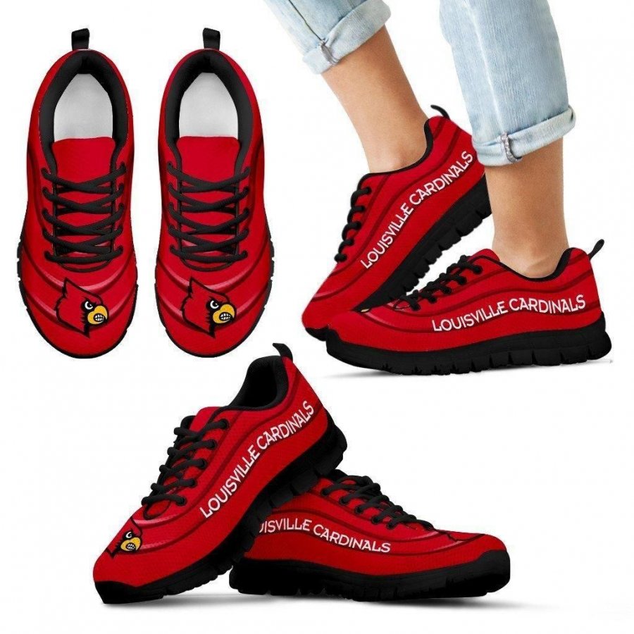 Wave Red Floating Pattern Louisville Cardinals Sneakers #106