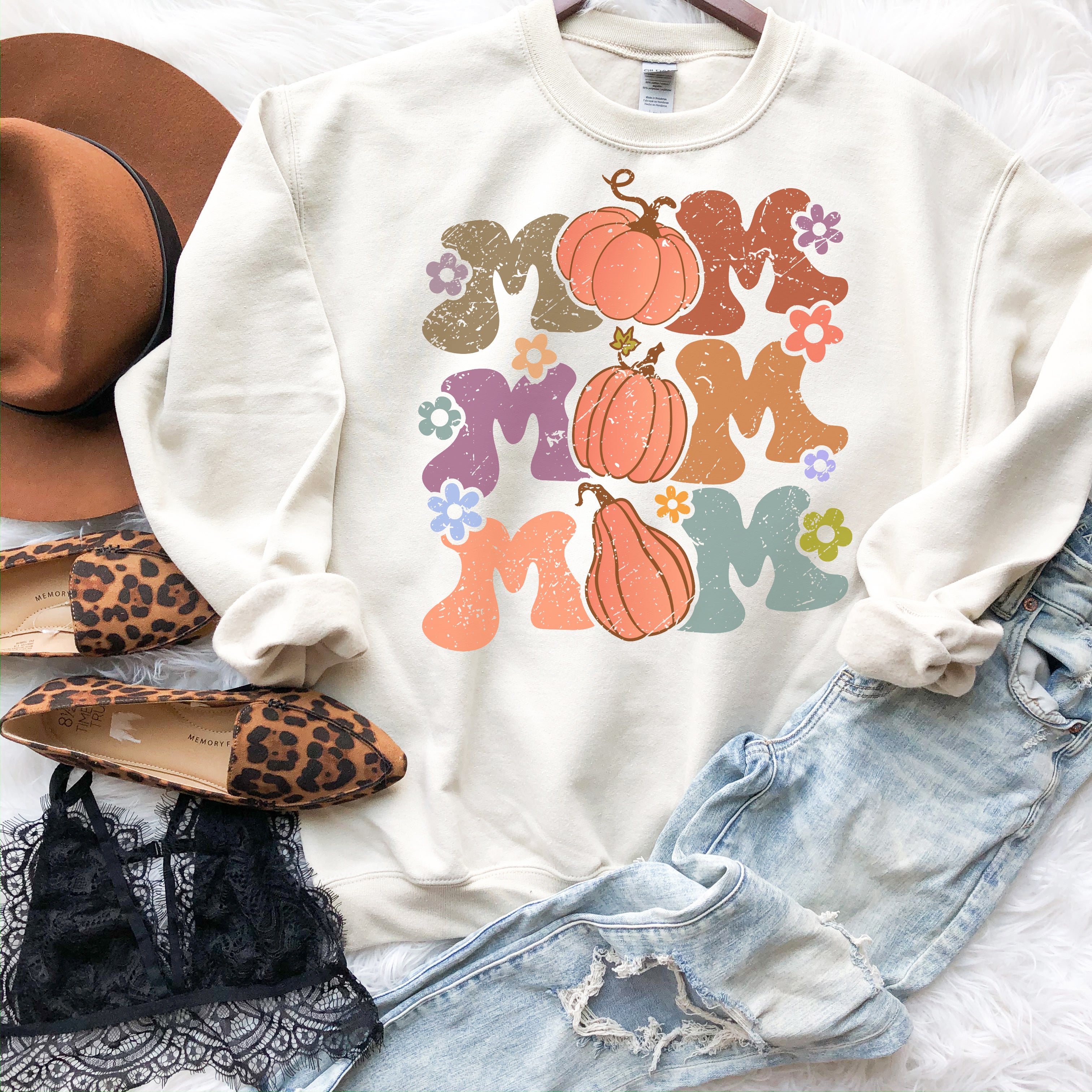 Retro Mom Fall Pumpkin Sweatshirt