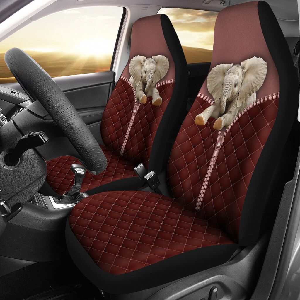 Elephant Zipper Metal Car Seat Covers, Seat Covers Full Set, Carseat Covers, Automotive Seat Covers.