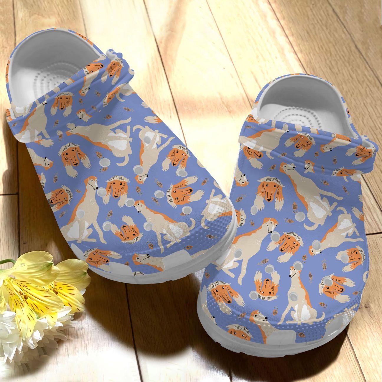 Borzoi Personalize Clog, Custom Name, Text, Fashion Style For Women, Men, Kid, Print 3D Colorful Bz