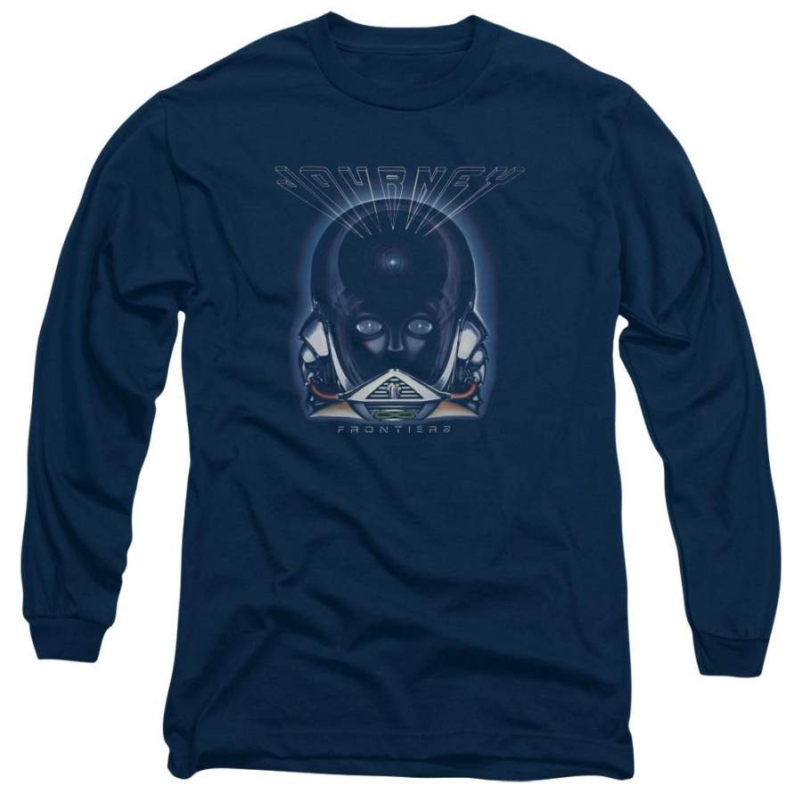 Journey Frontiers Cover Mens Long Sleeve Shirt Navy Blue T-Shirt