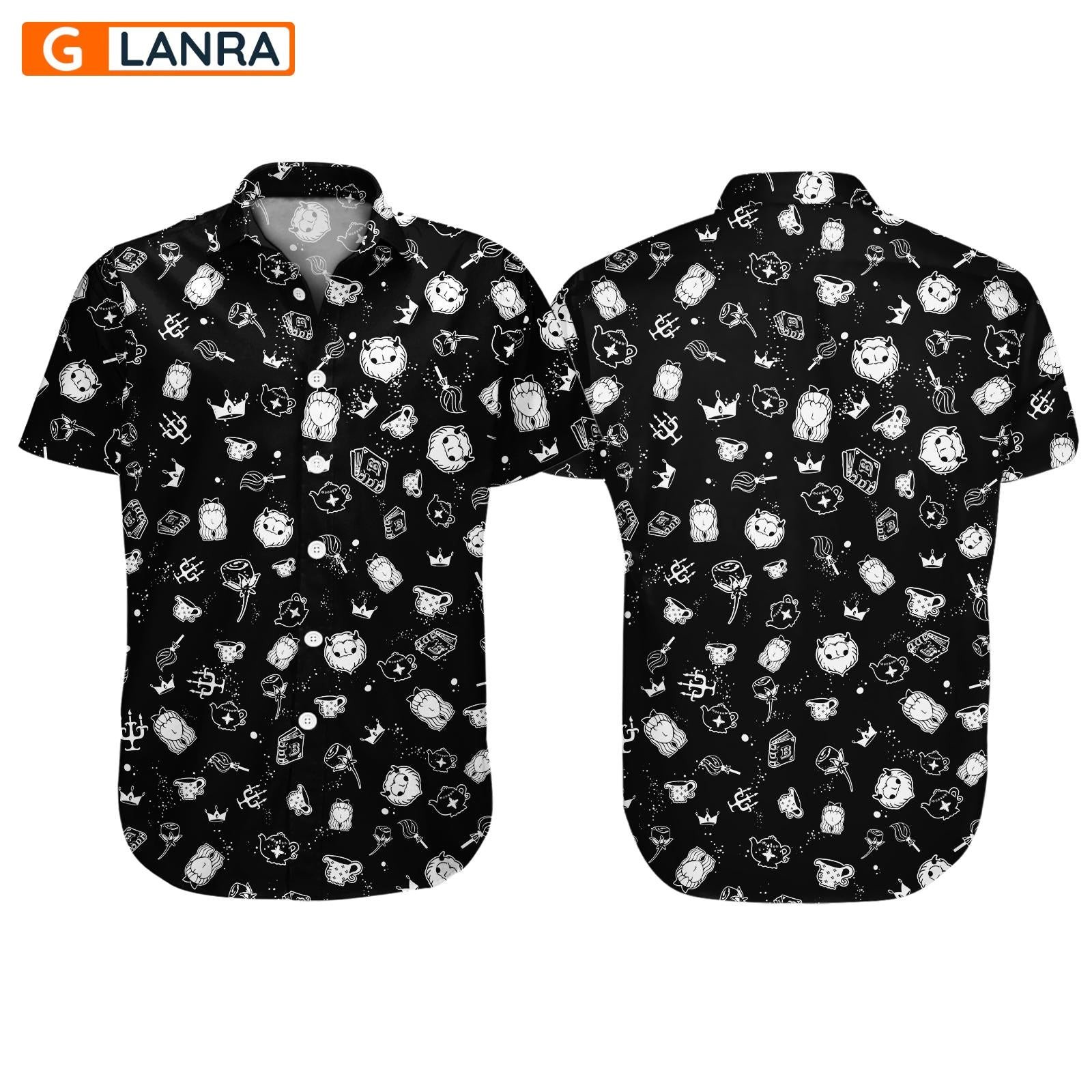 Beast Beauty Button Shirt, Couple Button Shirt, Movie Hawaiian Shirt, Movie Character Hawaiian Shirt, Movie Shirt