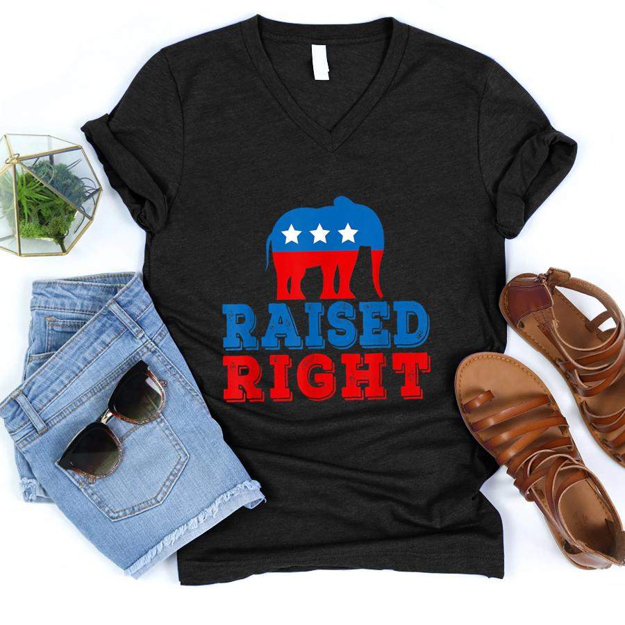 Raised Right Pro Republican Right Political Activist Gift  V-Neck