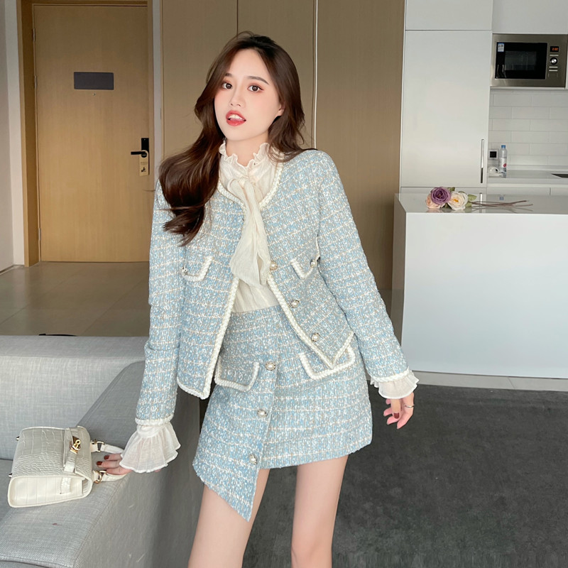 Woolen Suits Women Two Piece Sets Womens Outifits Blazer and Skirt Suits Workwear Lady Outfits Jacket Skirt 2pcs Woman Suits alx