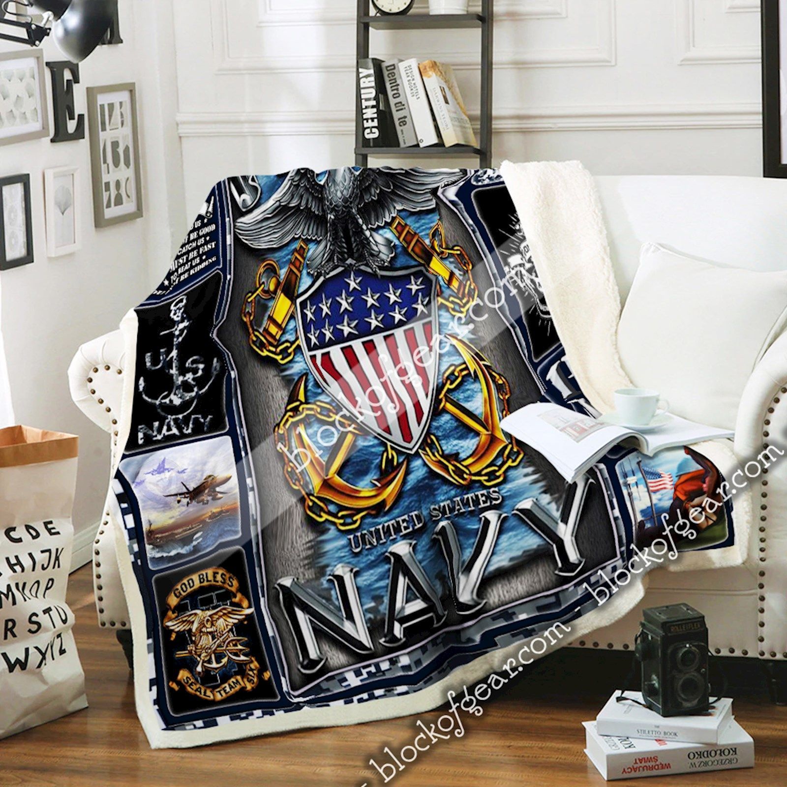 The Sea Is Ours US Navy Sofa Throw Blanket