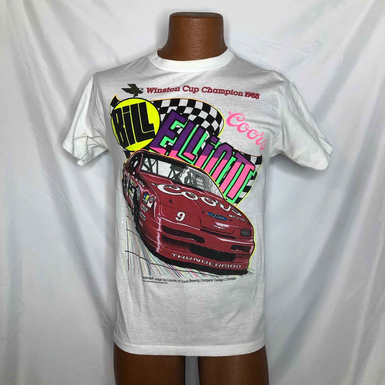 1988 Bill Elliott Winston Cup Champion Coors Ford Thunderbird 9 Vintage T-Shirt