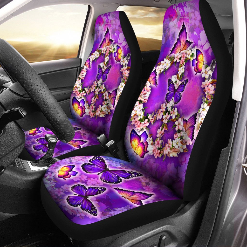 Peace Sign Car Seat Covers Custom Flower Butterfly Car Accessories Gifts Idea