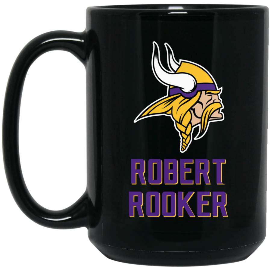 Minnesota Vikings Logo Purple-Yellow Robert Rooker BM15OZ 15 oz. Black Mug