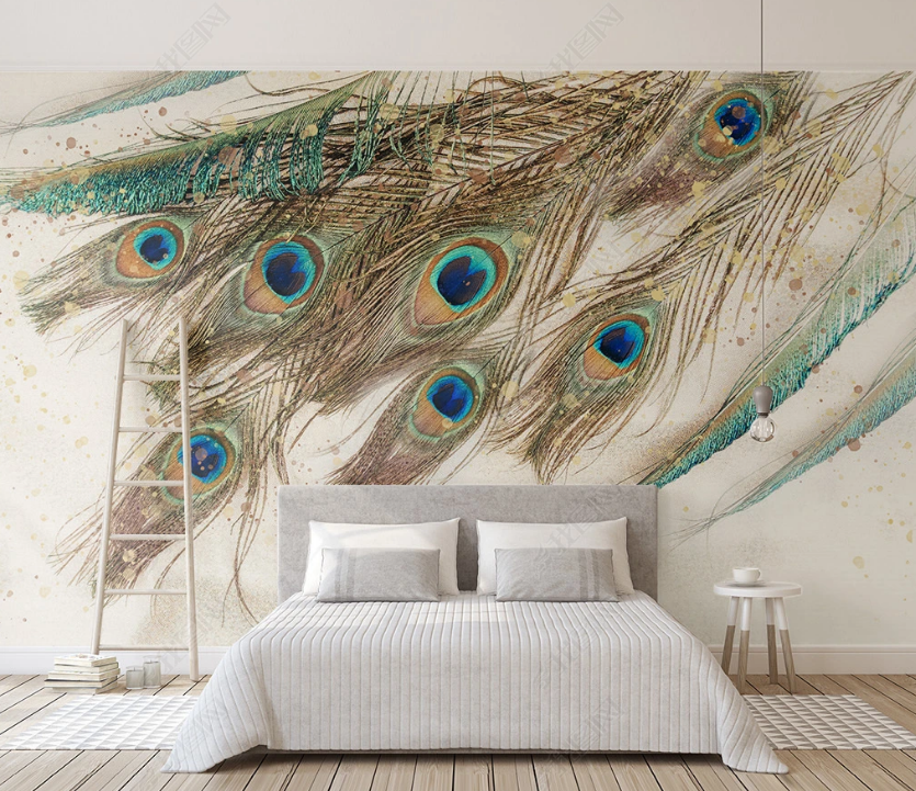 3D Animal Peacock Feather Wall Mural Wallpaper Lqh 20