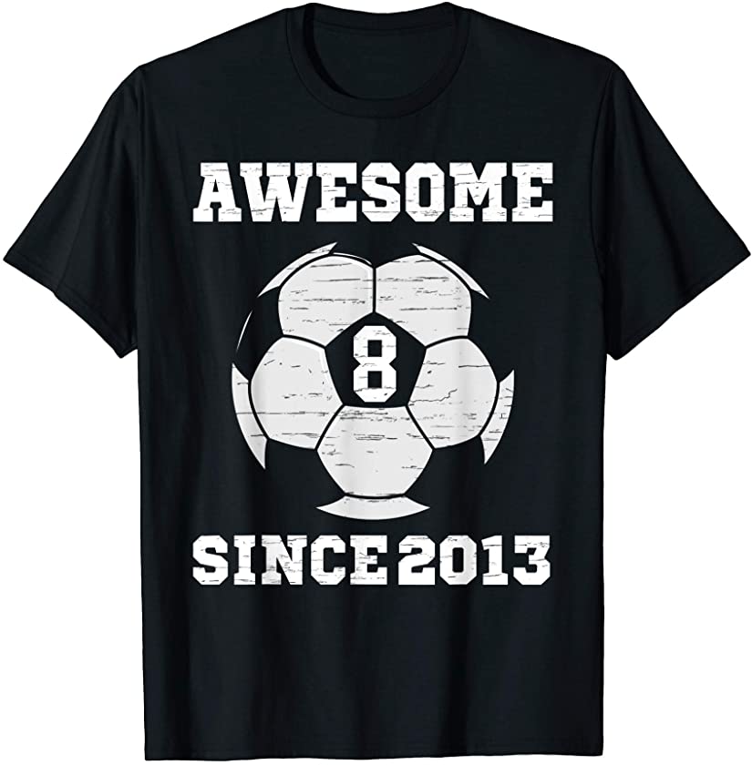 8th Birthday Soccer Lover Gift 8 Years Old Vintage Retro T-Shirt