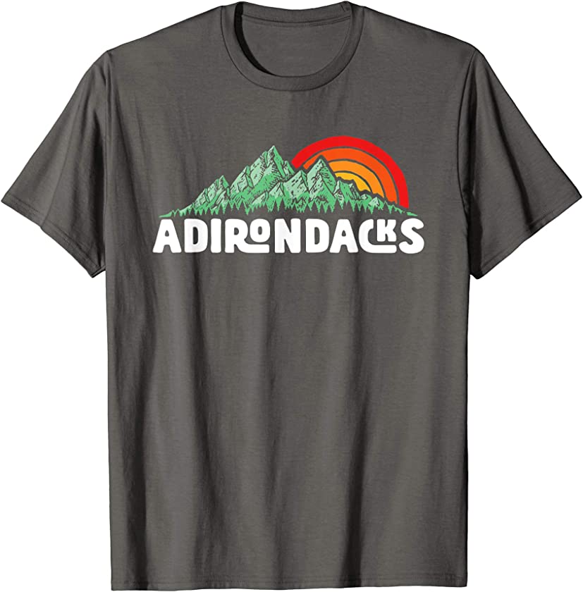 Adirondack Mountains Vintage Outdoor 80s Sunset Graphic T-Shirt