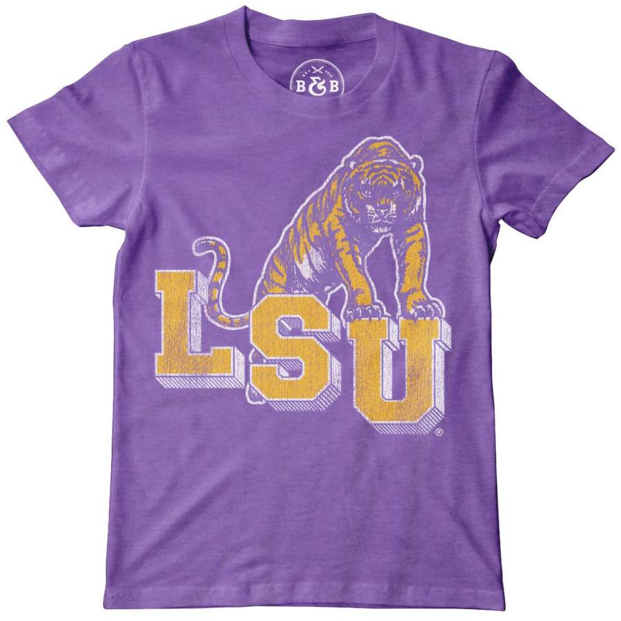 B&B Dry Goods LSU Tigers Retro Step Youth T-Shirt – Purple