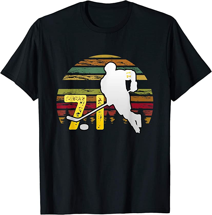 Vintage Retro Forward Ice Hockey Penguin player N 71 fans T-Shirt