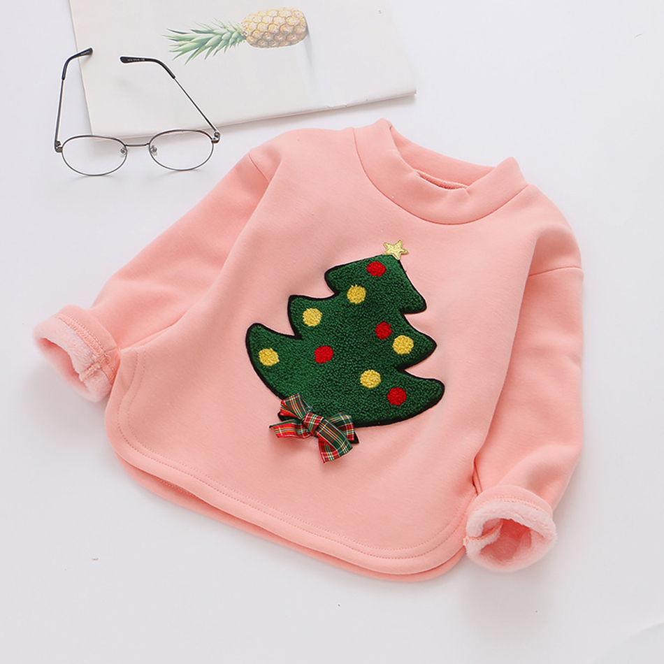 2022 Winter New Korean Version Girls’ Bottoming Shirt Turtleneck Plus Velvet Thick Top Christmas Sweater For 3-8Years Girls alx