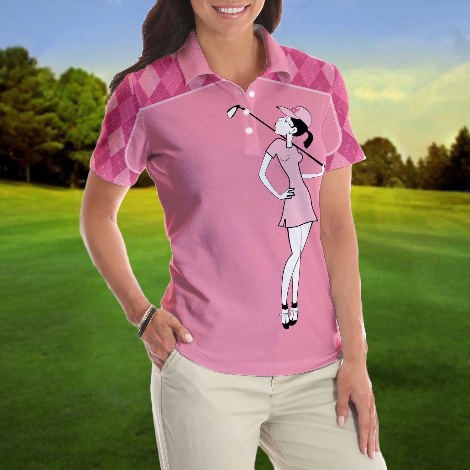 You Say Girl Can’T Golf I Say Watch Me Short Sleeve Women Polo Shirt, Pink Golf Shirt With Sayings For Ladies Coolspod