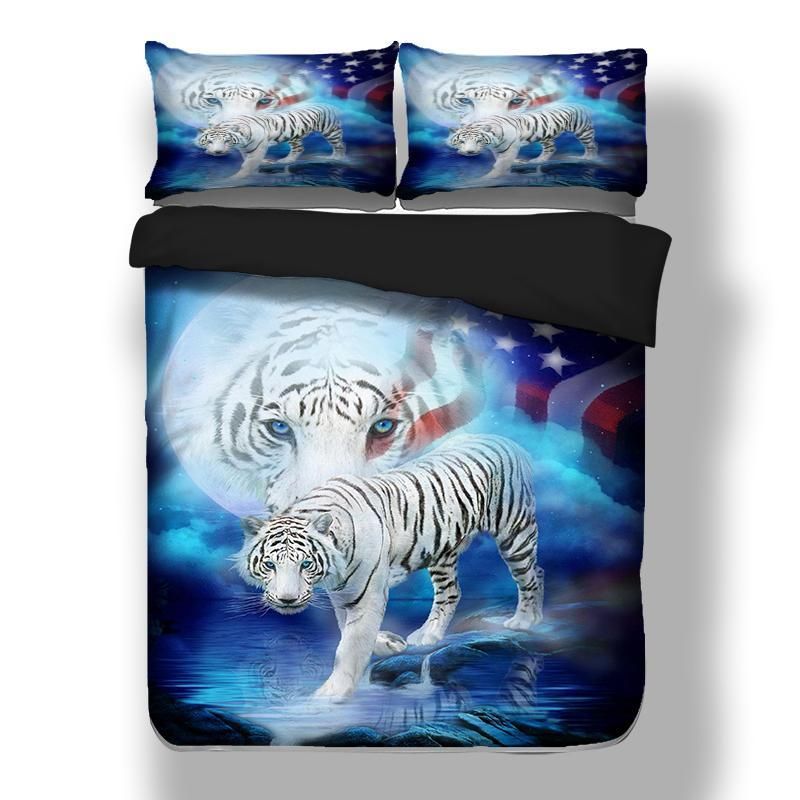 Tiger Light 3D Printed Bedding Set Soft Lightweight Microfiber Comforter