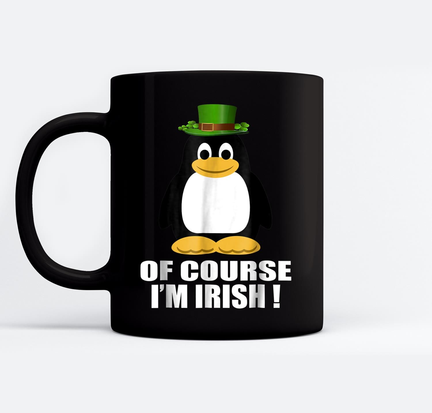 Funny St Patricks Day For Kids Irish Penguin Black Mugs