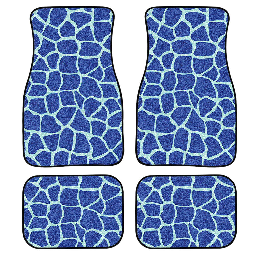 Blue Giraffe Print Front And Back Car Floor Mats, Front Car Mat