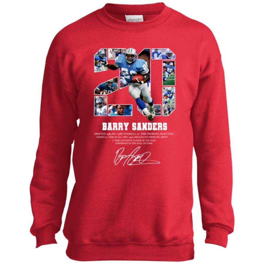 20 Barry Sanders Detroit Lions Signature Youth Kids Sweatshirt