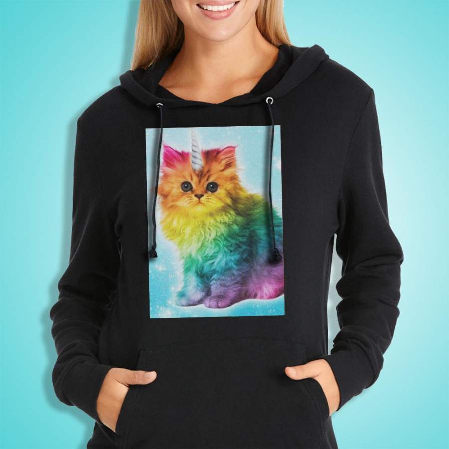 Unicorn Rainbow Cat Kitten Women’S Hoodie