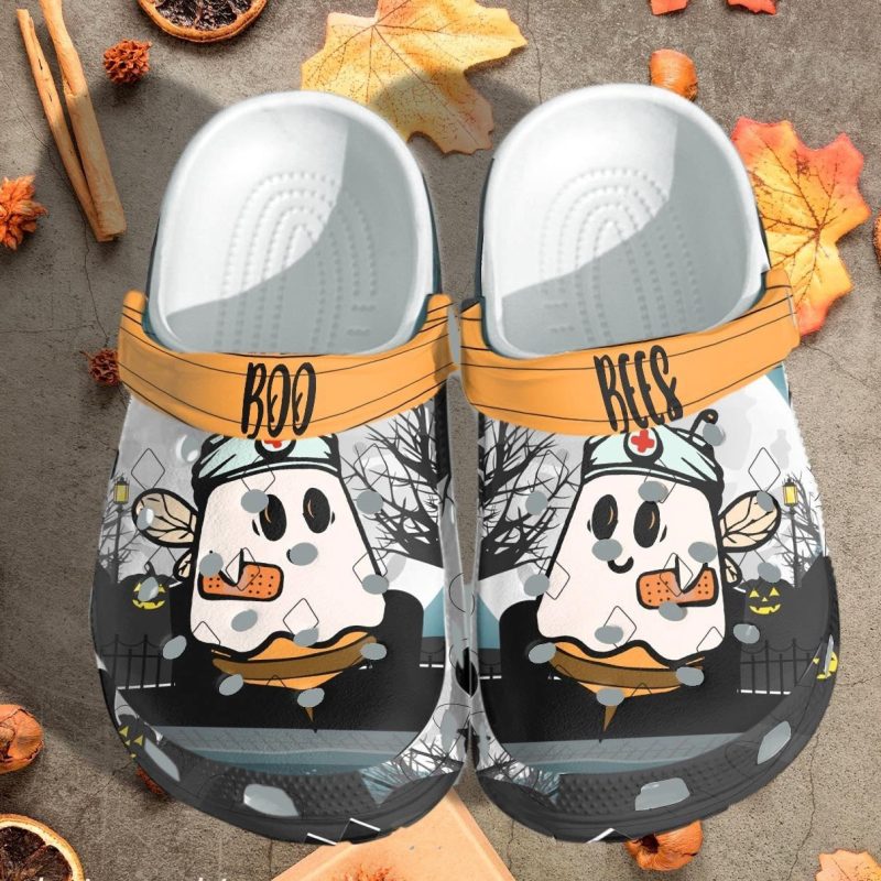 Cute Boo Bees Nurse Crew Funny Halloween Croc Shoes Gifts